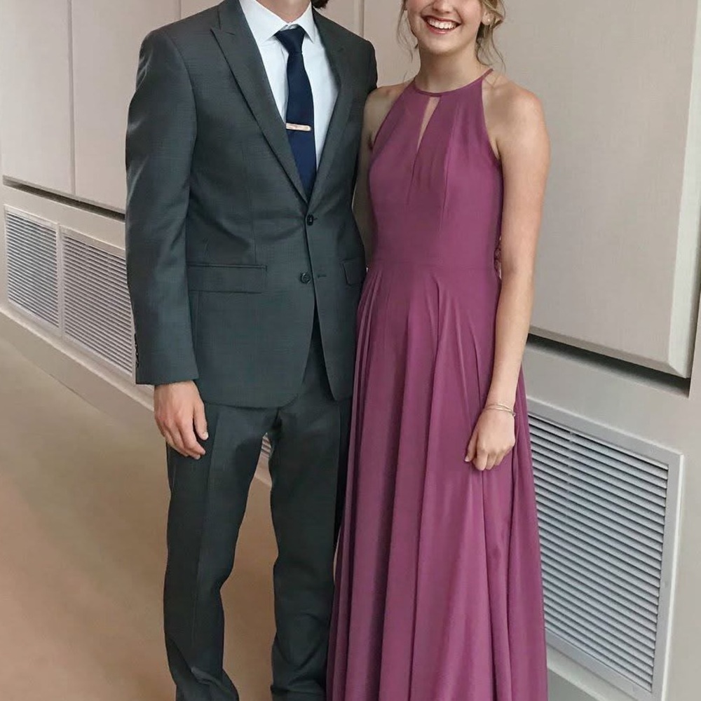 Elegant Mauve Halter Gown